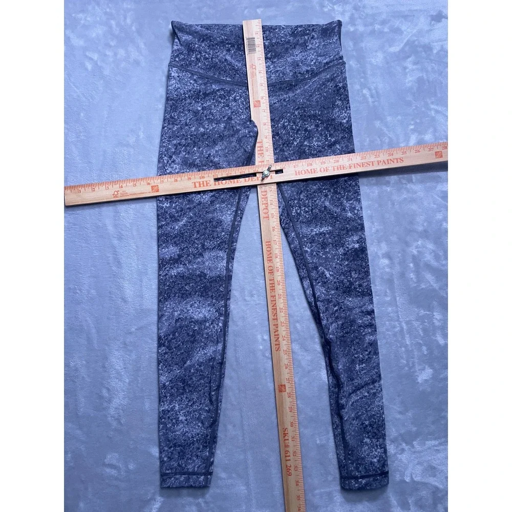 Lululemon Wunder Under High Rise Leggings Grey Black Marble Granite Print Sz 8